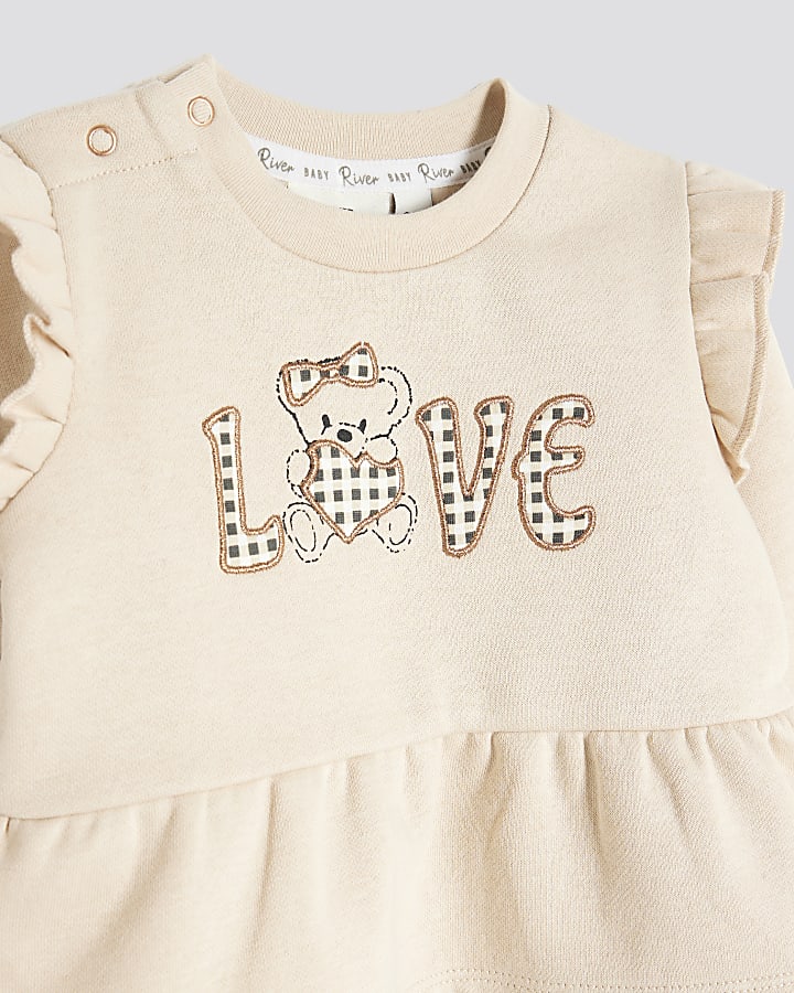 Baby Girls Beige Peplum Sweatshirt Set