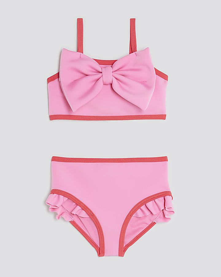 Mini Girls Pink 3D Bow Bikini Set