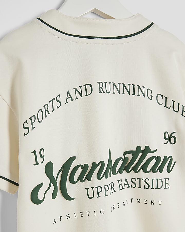 Mini Boys Cream Baseball T-Shirt & Shorts Set