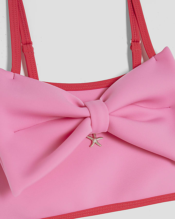 Girls Pink 3D Bow Bikini Set