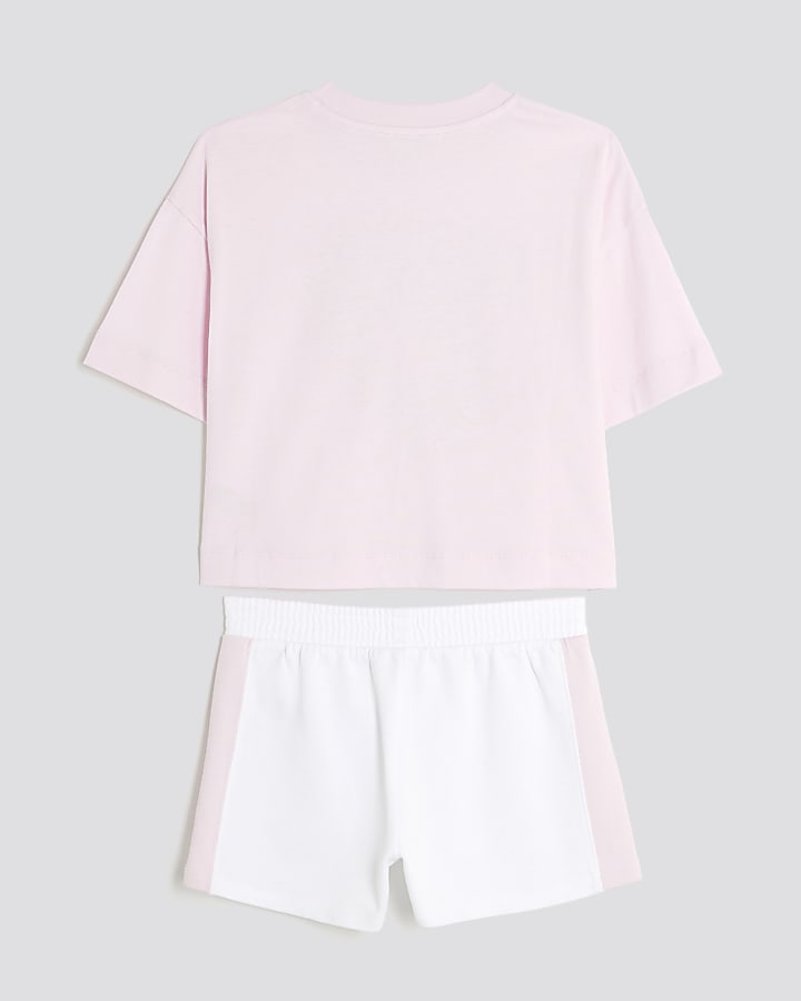 Girls Pink California Lips Crop Top Set