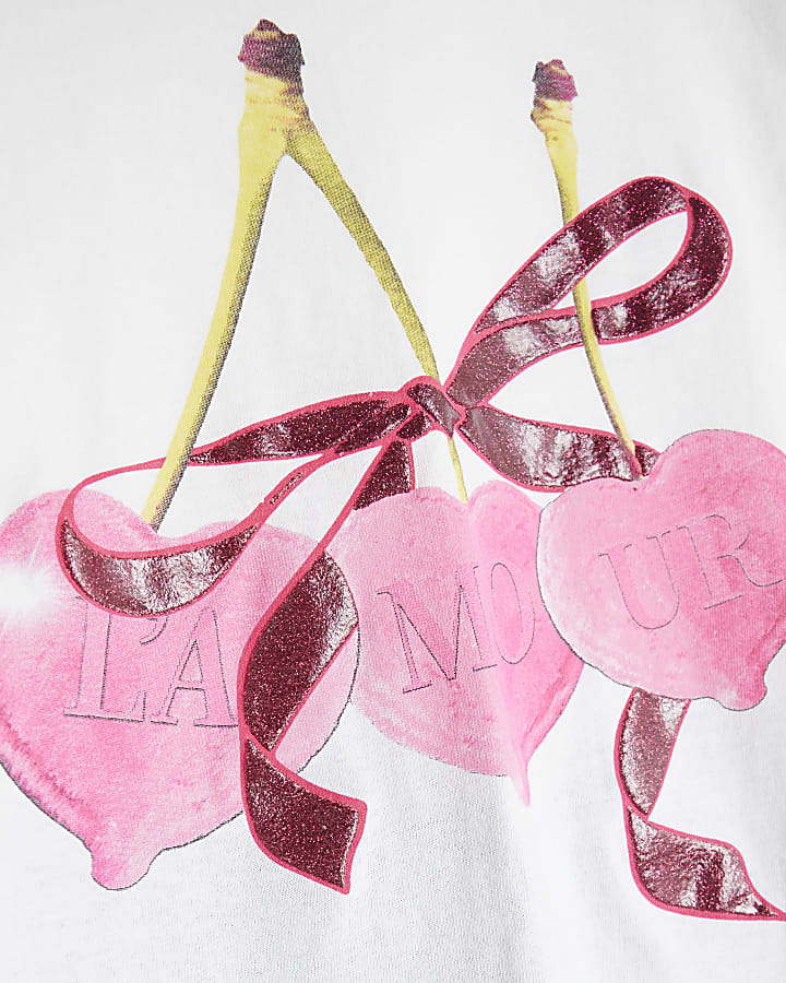 Girls White Cherry T-Shirt