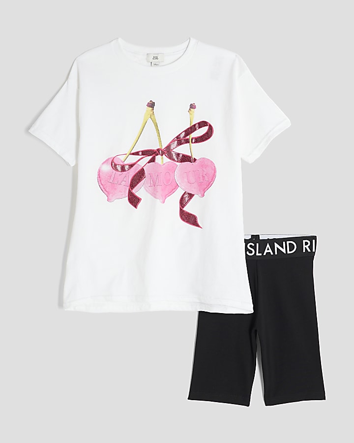 Girls White Cherry T-Shirt