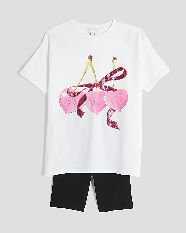 Girls White Cherry T-Shirt