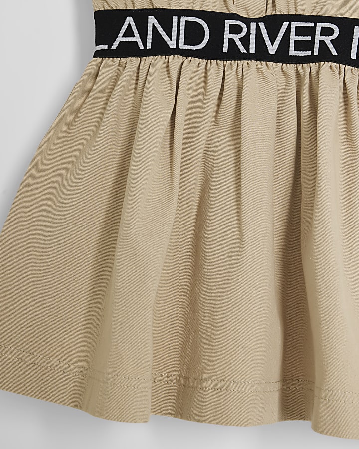 Mini Girls Beige RI Waistband Dress