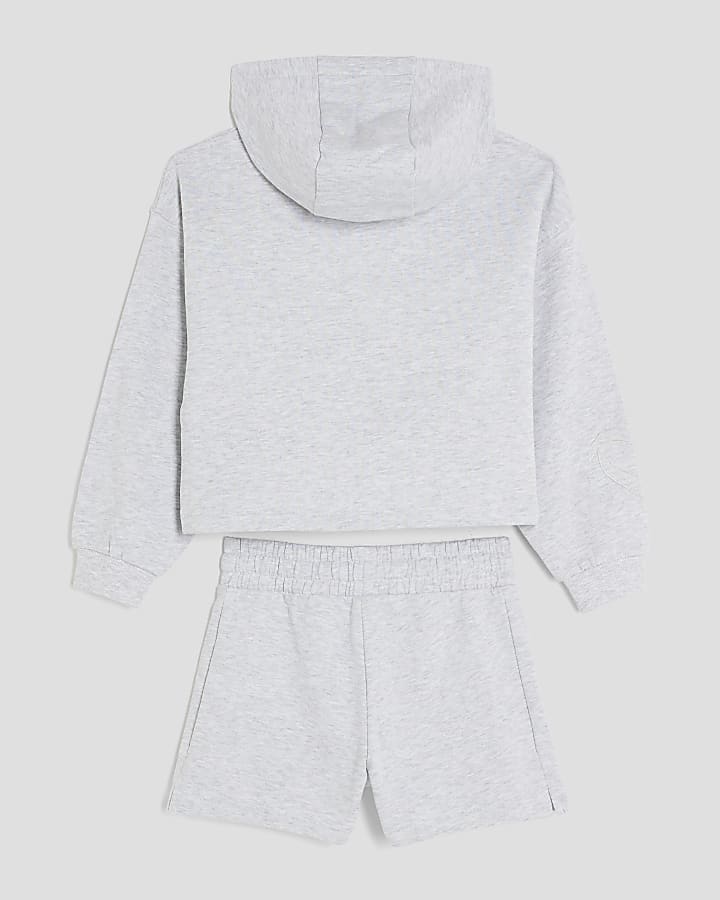 Girls Grey RI Hoodie And Shorts Set