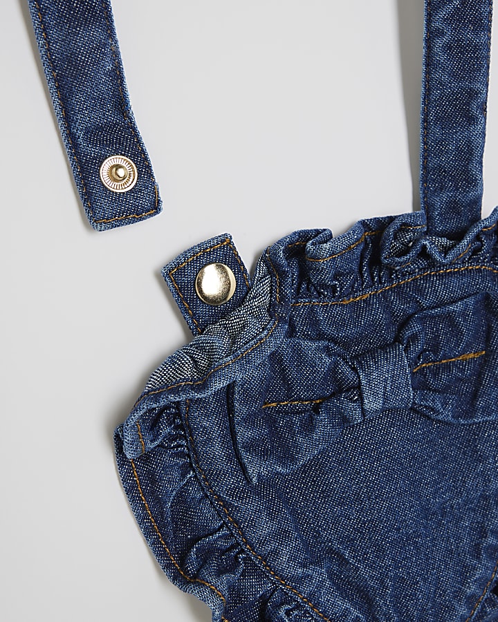 Mini Girls Blue Denim Peplum Top Set
