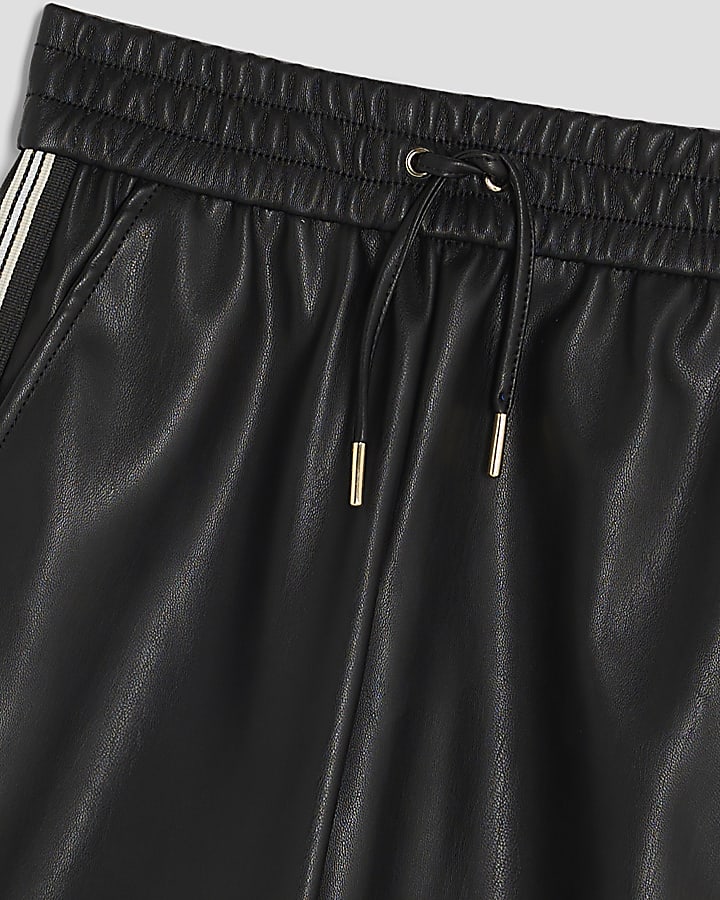 Girls Black Side Stripe Wide Leg Trousers