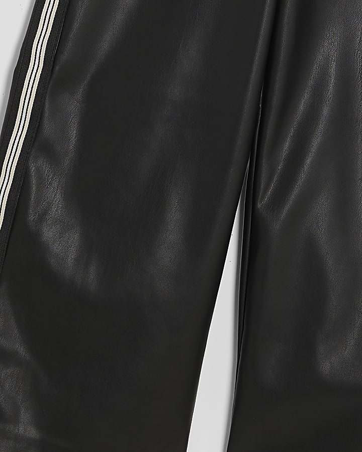 Girls Black Side Stripe Wide Leg Trousers