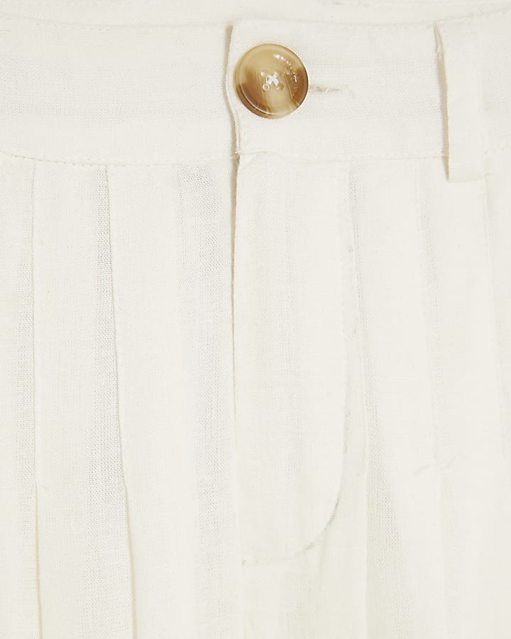 Girls Brown Frill Pleated Trousers Set