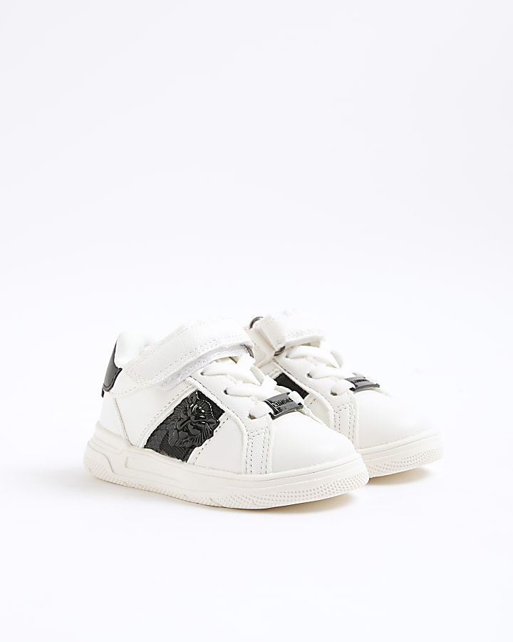 Mini Boys White Lion Head Trainers