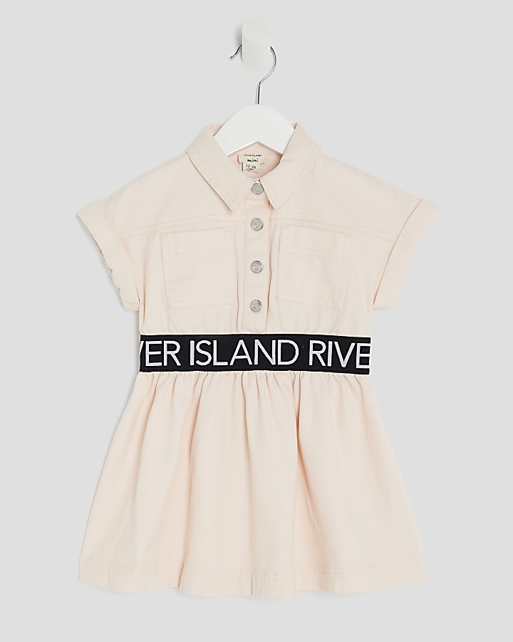 Mini Girls Pink RI Waistband Twill Dress