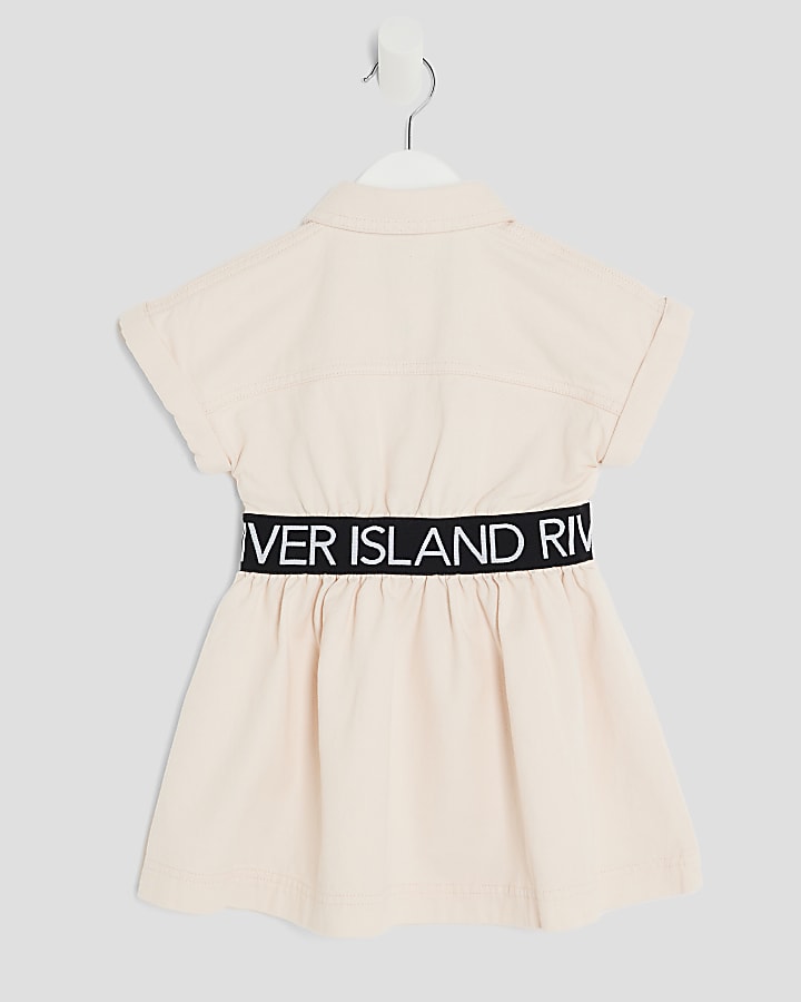 Mini Girls Pink RI Waistband Twill Dress