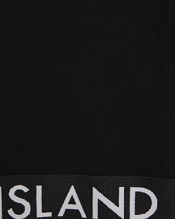 Girls Black RI Waistband Top And Joggers Set