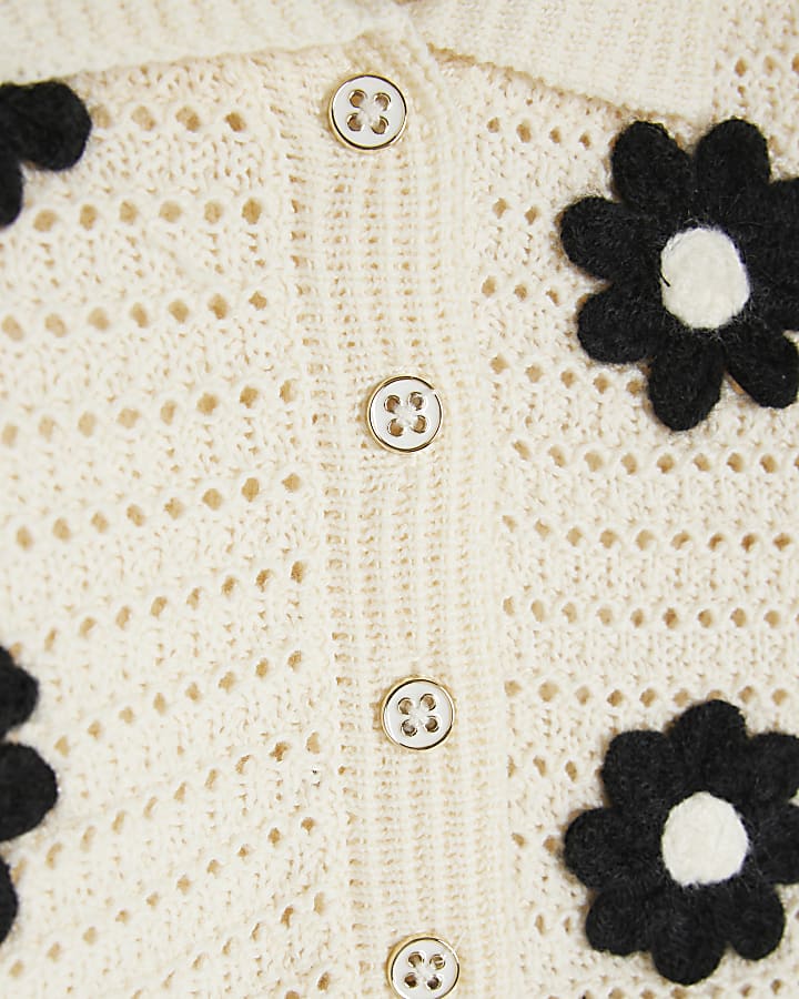 Baby Girls Cream Daisy Crochet Cardigan Set
