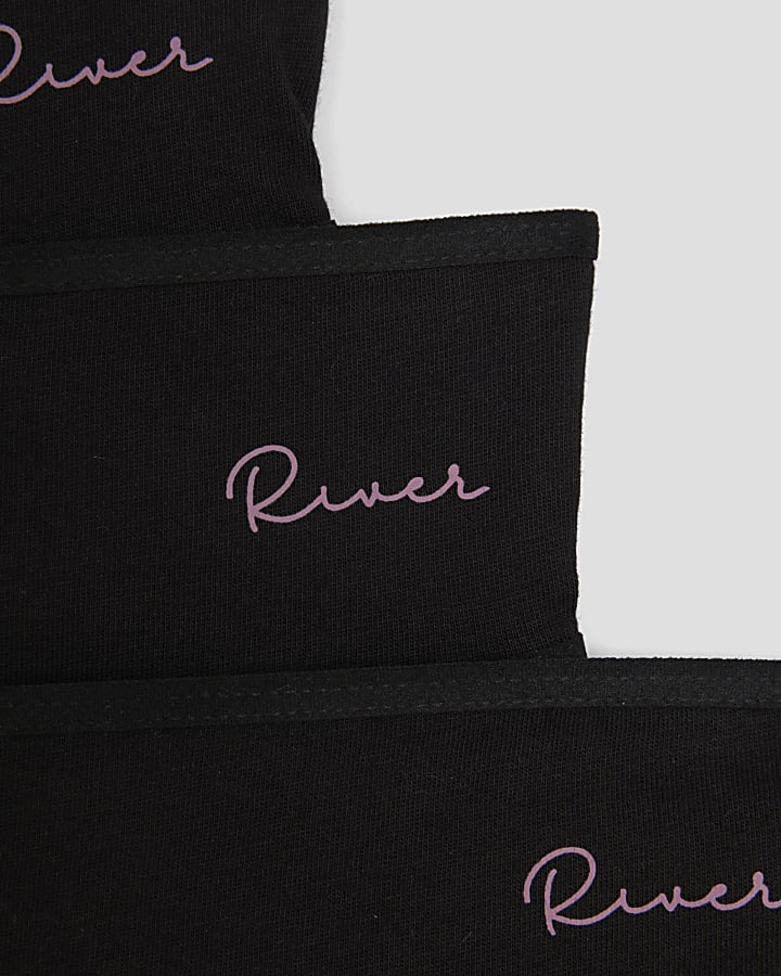Girls Black Pack Of 7 Briefs