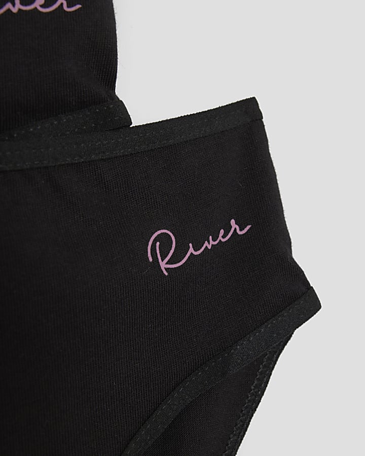 Girls Black Pack Of 7 Briefs