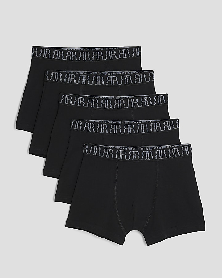 Boys Black Pack Of 5 Boxers