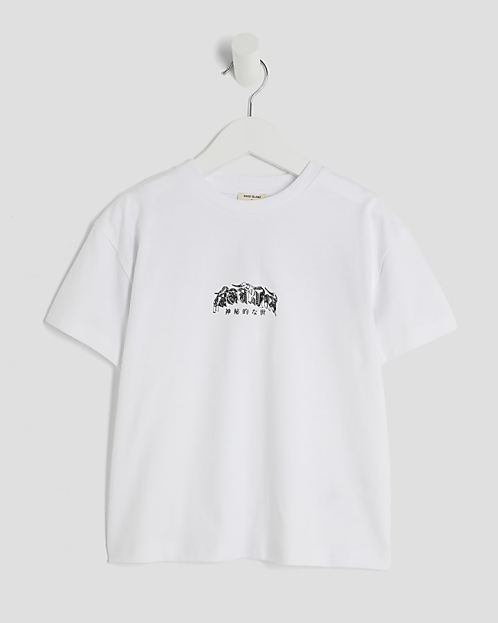 Mini Boys White Back Gothic T-Shirt