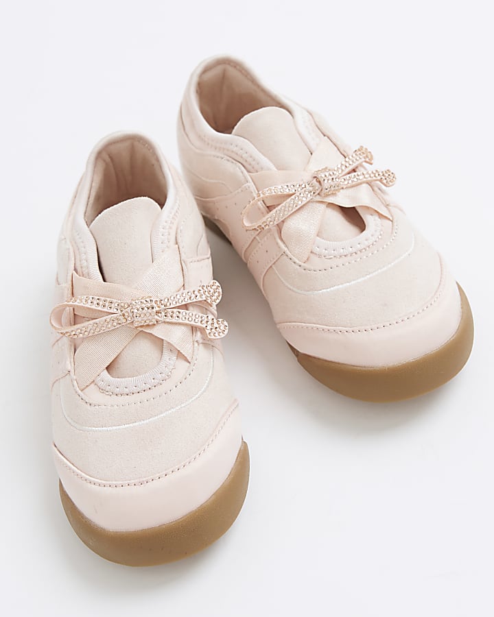 Girls Pink Bow Trainers