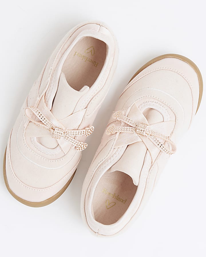 Girls Pink Bow Trainers