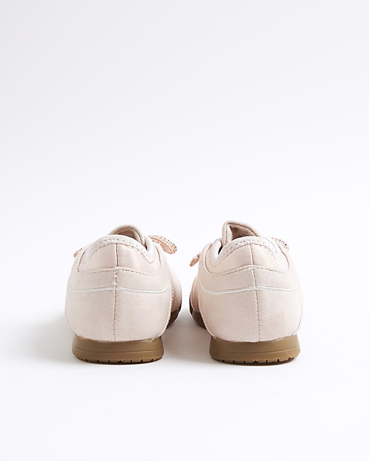 Girls Pink Bow Trainers