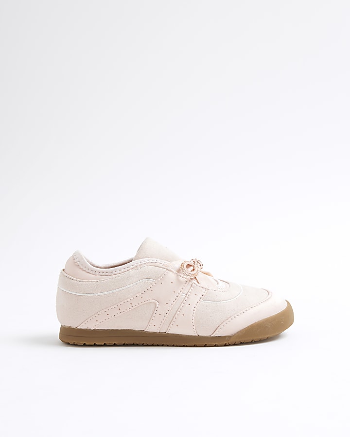 Girls Pink Bow Trainers