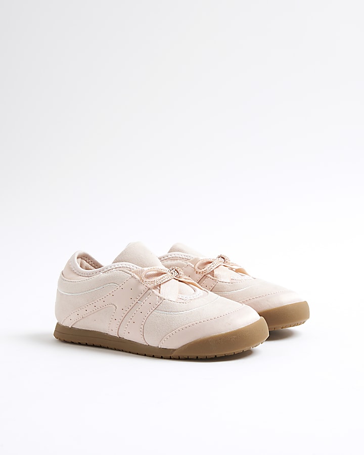 Girls Pink Bow Trainers