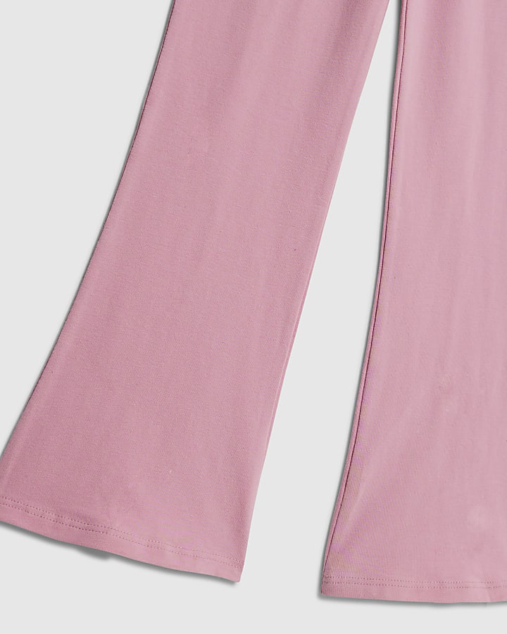 Girls Pink Flared Leggings Set