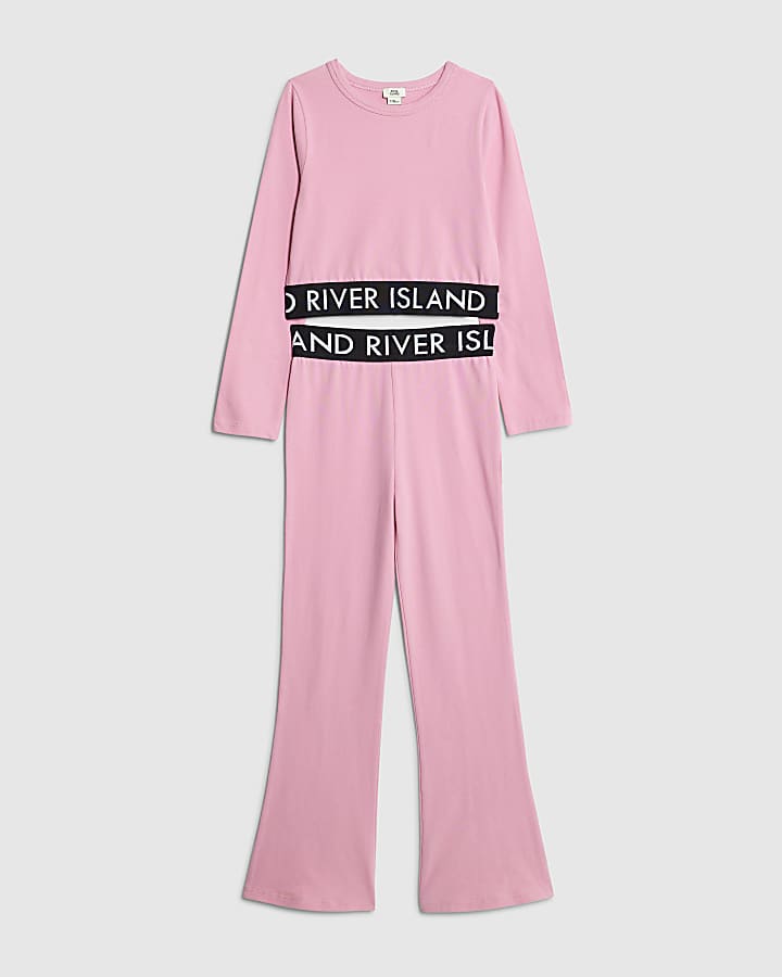 Girls Pink Flared Leggings Set