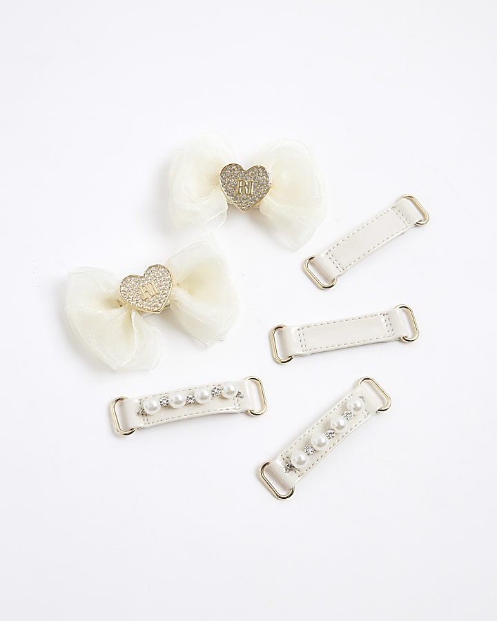 Mini Girls Cream Interchangeable Strap Shoes