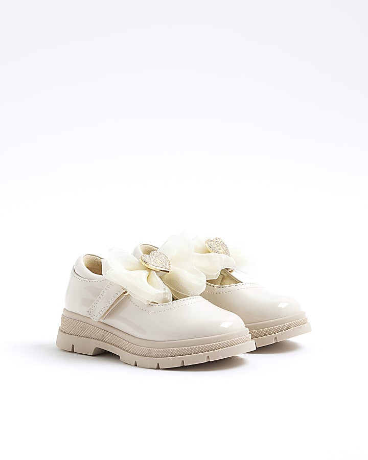 Mini Girls Cream Interchangeable Strap Shoes