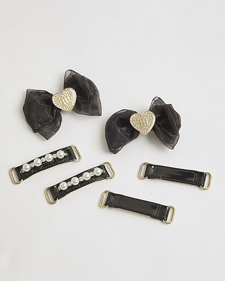 Mini Girls Black Multi Strap Mary Jane Shoes