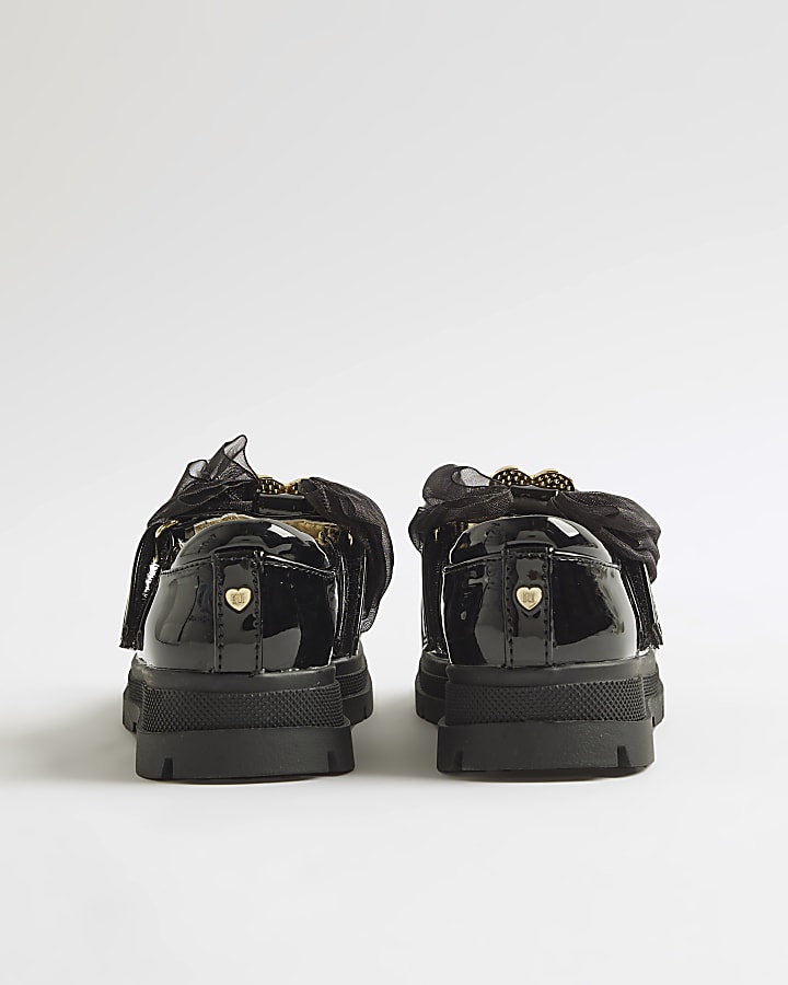 Mini Girls Black Multi Strap Mary Jane Shoes
