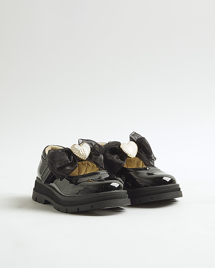 Mini Girls Black Multi Strap Mary Jane Shoes