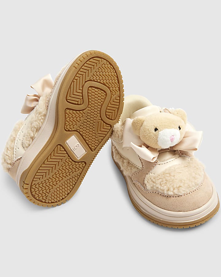 Mini Girls Beige Teddy Bear Trainers