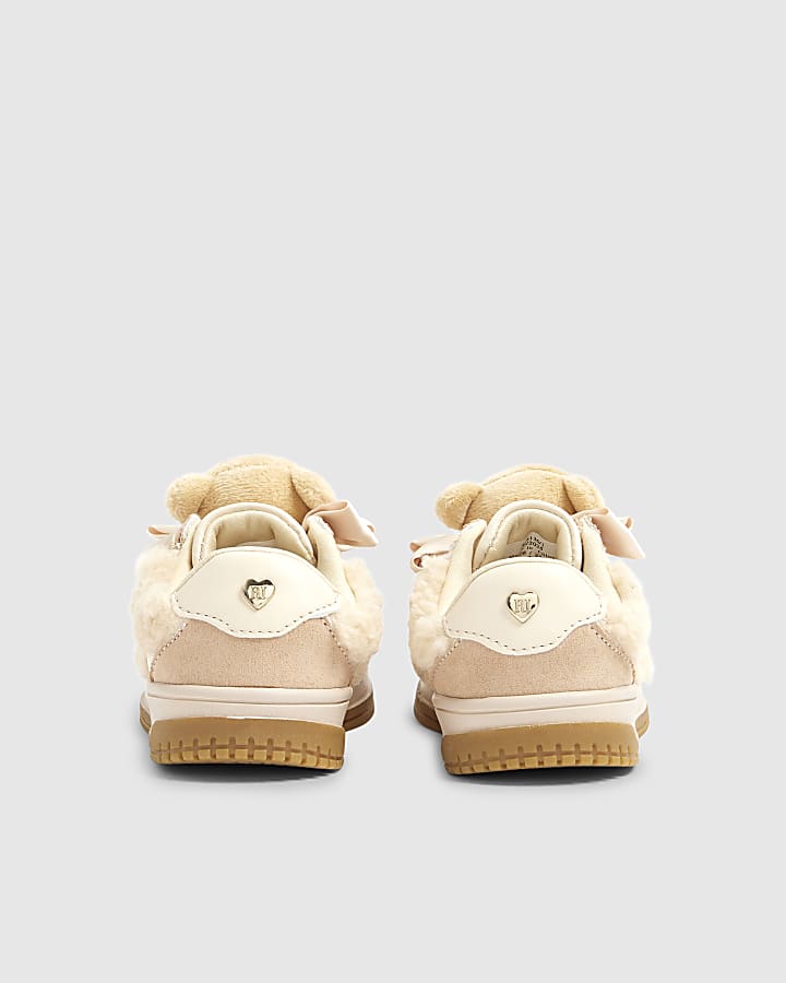 Mini Girls Beige Teddy Bear Trainers