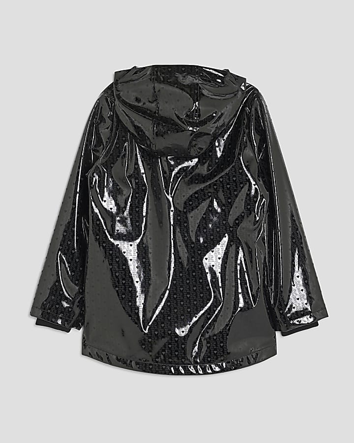 Girls Black Monogram Raincoat