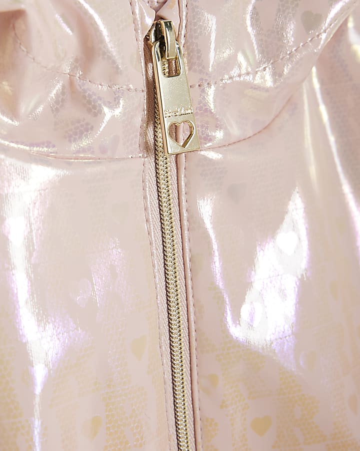 Mini Girls Pink Monogram Rain Coat