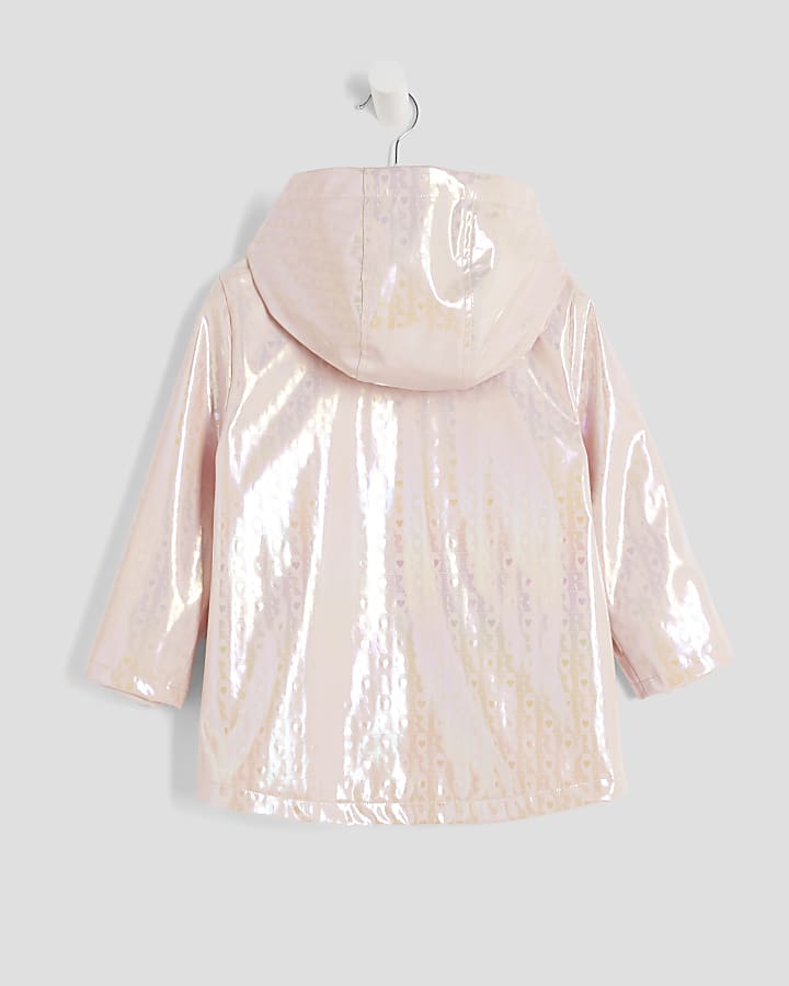 Mini Girls Pink Monogram Rain Coat