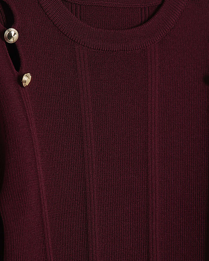 Girls Red Buttoned Long Sleeve Top Set