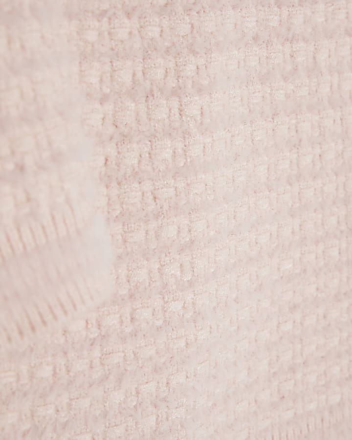 Mini Girls Pink Fluffy Boucle Cardigan Set