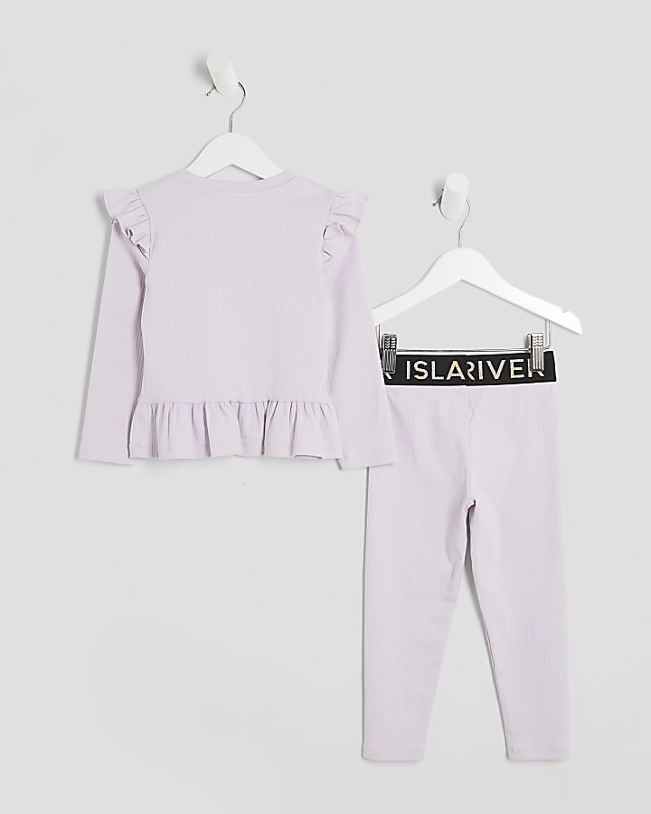 Mini Girls Purple RI Ribbed Top Set