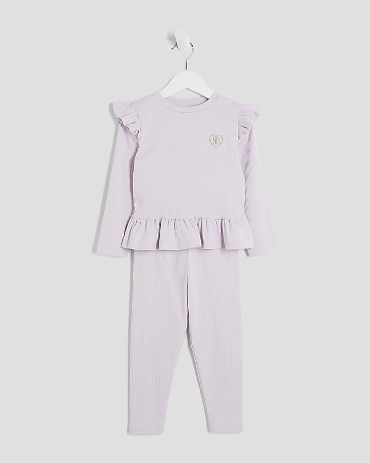 Mini Girls Purple RI Ribbed Top Set