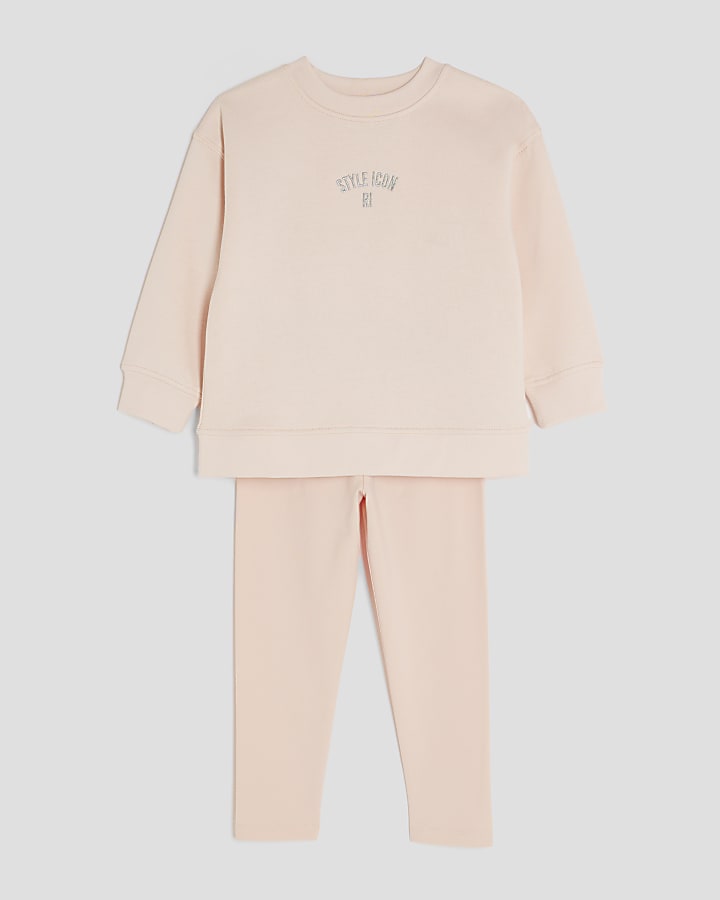 Mini Girls Pink long sleeve Sweatshirt Set