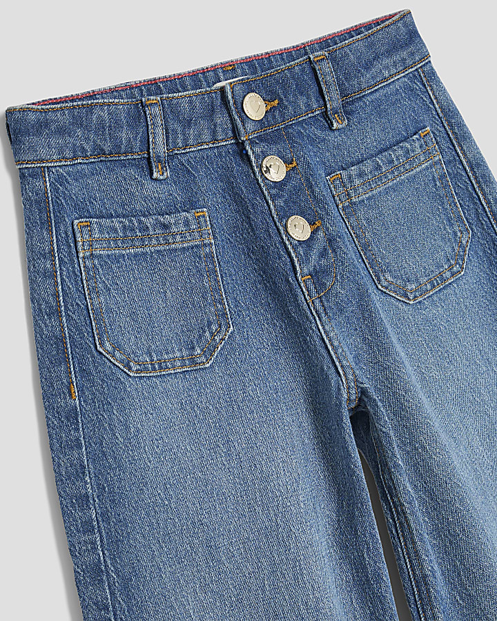 Girls Wide Leg Front Pocket Jeans