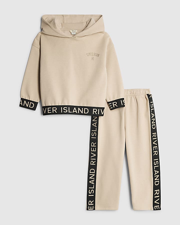 Mini Girls Beige RI Hoodie Set