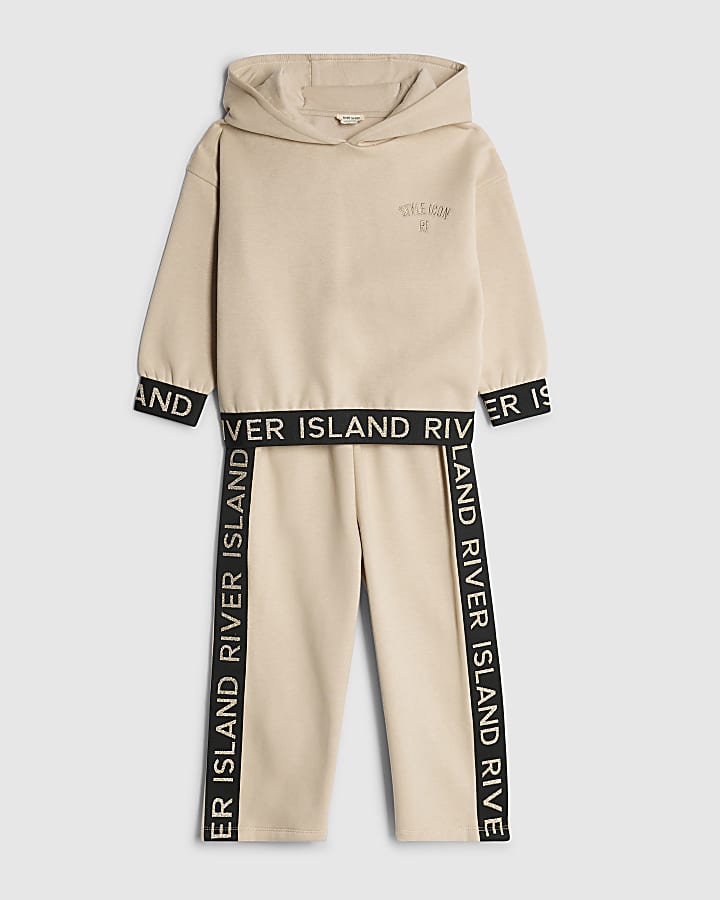Mini Girls Beige RI Hoodie Set