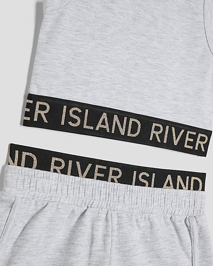 Girls Grey Glitter RI Tank Top Set