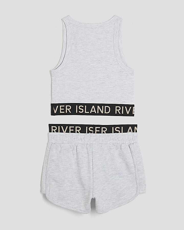 Girls Grey Glitter RI Tank Top Set